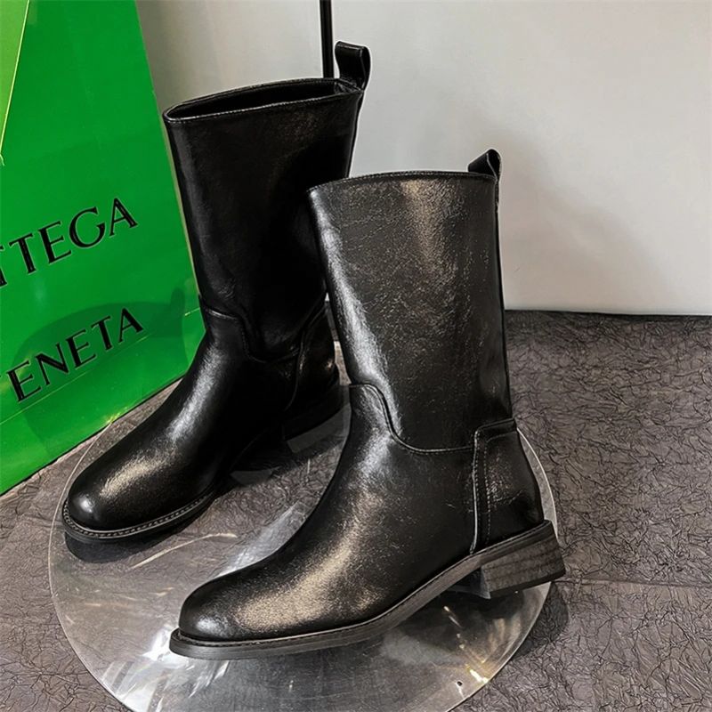 Amelia Dames Mid Calf Boots - Zwart Zonder Bont