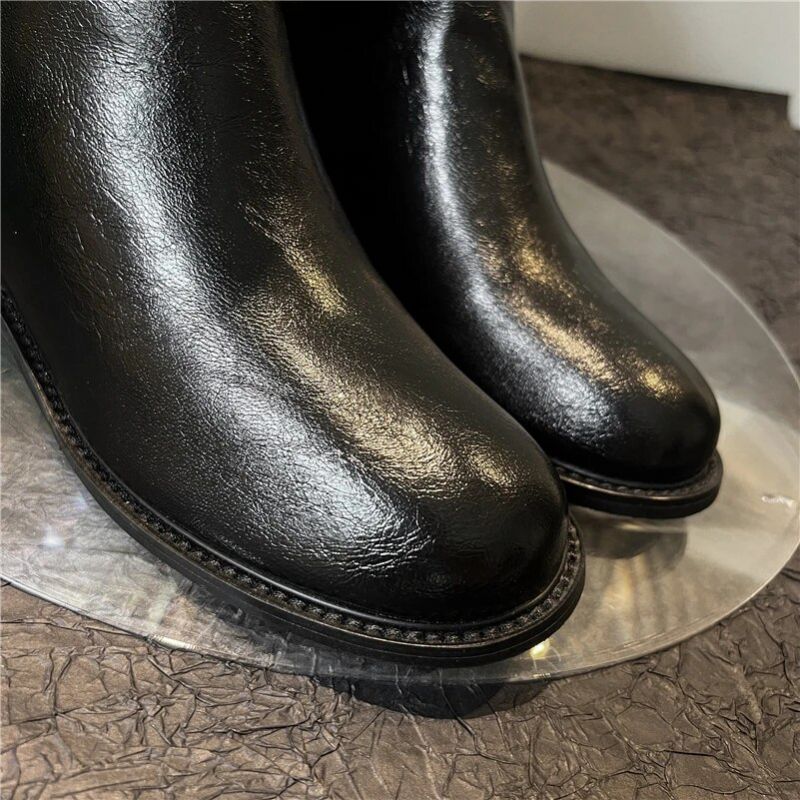 Amelia Dames Mid Calf Boots - Zwart Zonder Bont