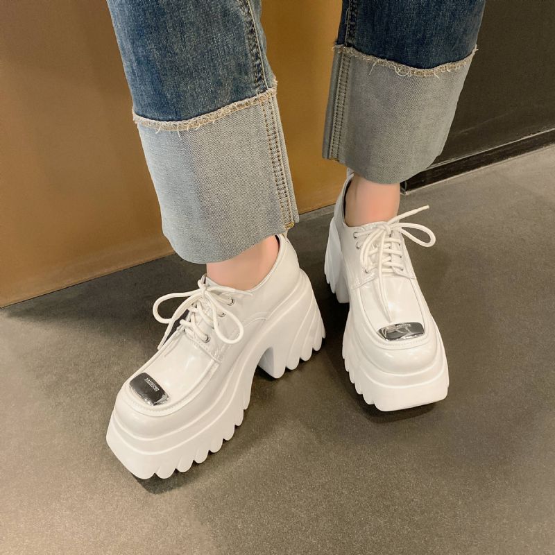 Amelia Dames Veter Platform Schoenen - Wijn Rood