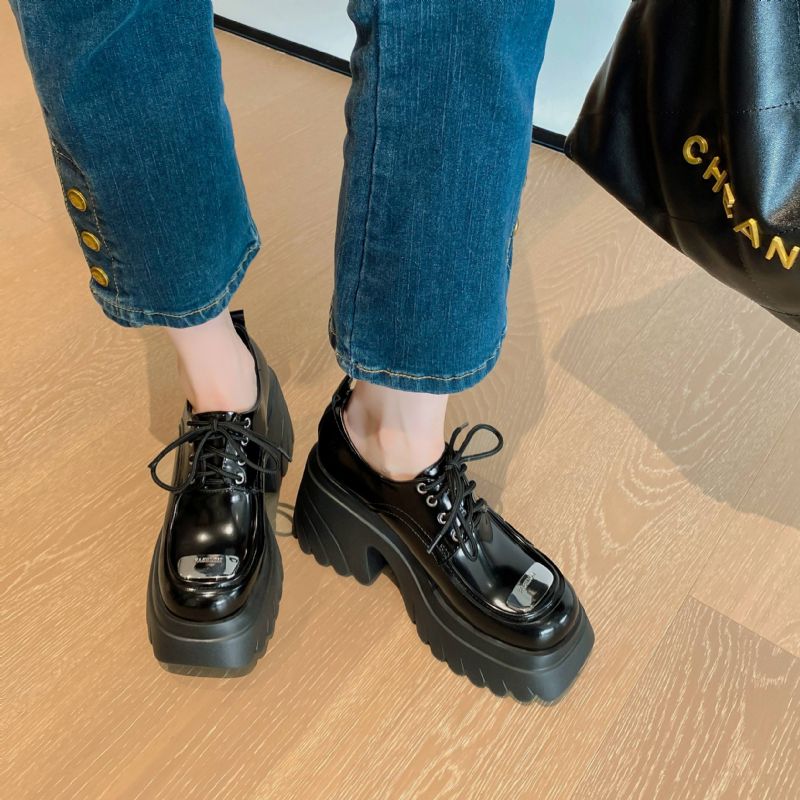 Amelia Dames Veter Platform Schoenen - Wijn Rood