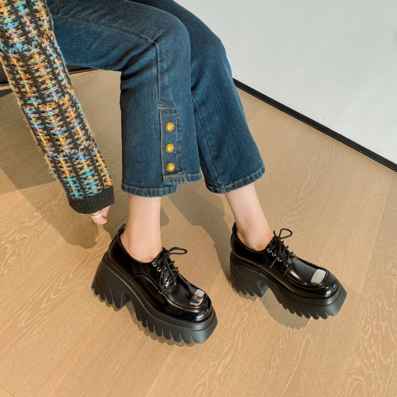 Amelia Dames Veter Platform Schoenen - Wijn Rood