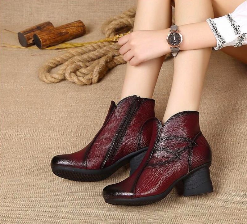 Amelia Dameslaarzen - Rood met pluche
