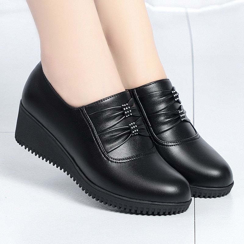 Amery Dames Wedges Platform Schoenen - Zwart Zonder Pluche