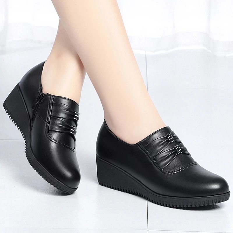 Amery Dames Wedges Platform Schoenen - Zwart Zonder Pluche