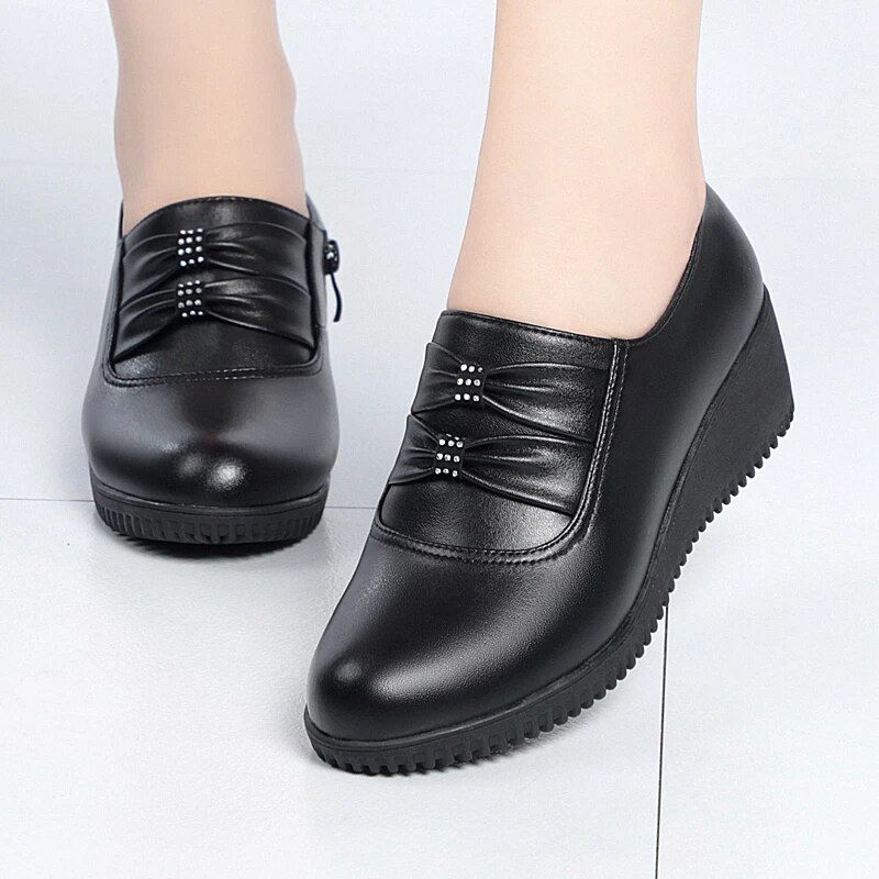 Amery Dames Wedges Platform Schoenen - Zwart Zonder Pluche