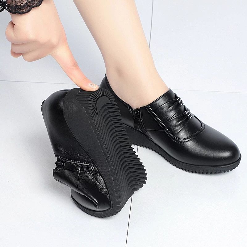 Amery Dames Wedges Platform Schoenen - Zwart Zonder Pluche