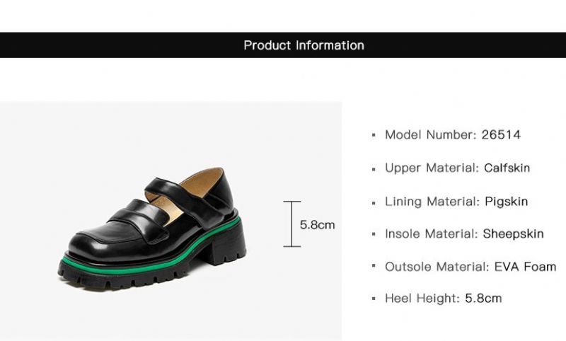 Amma Dames Leren Platformschoenen - Zwart