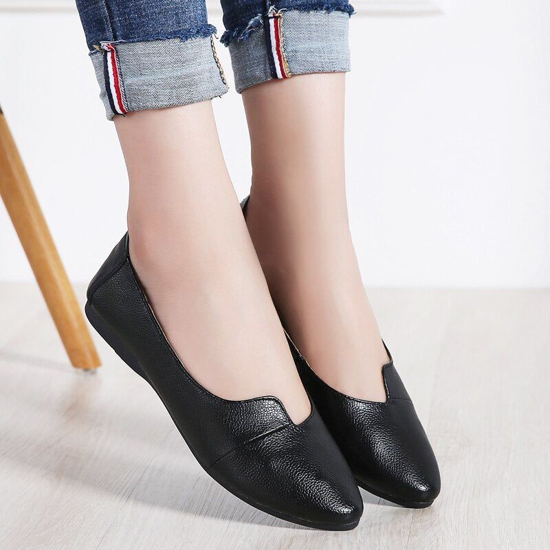 Ana Dames Platte Zwarte Schoenen - Zwart