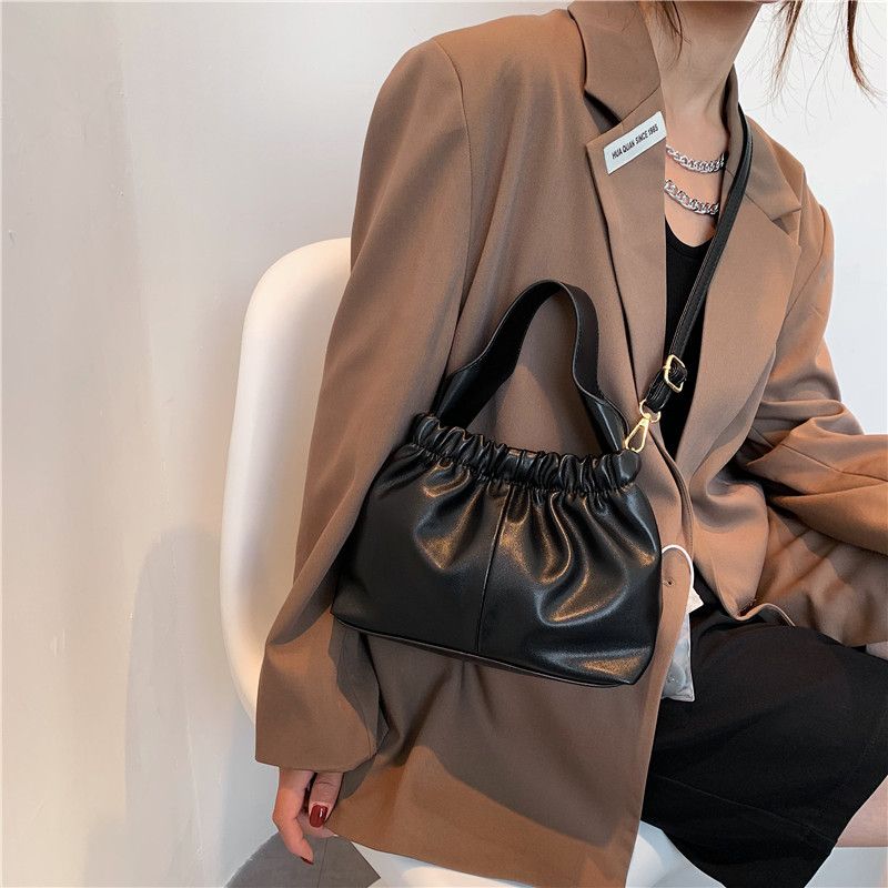 Andalux Dames Kleine Leren Crossbody Handtas - Zwart