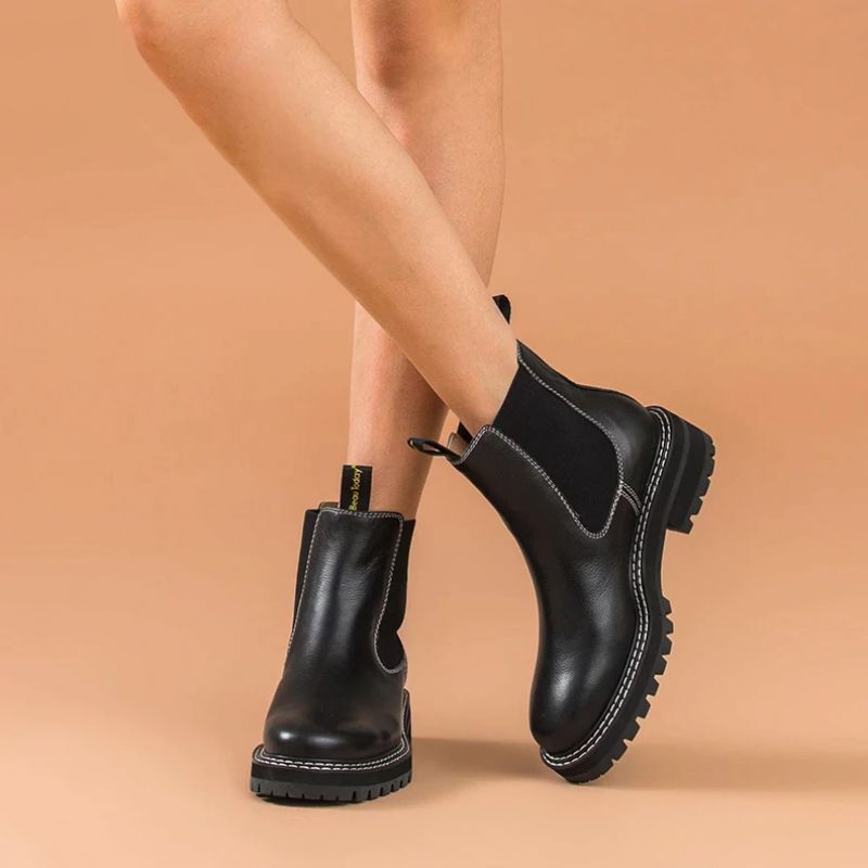 Aneu Dames Chelsea Boots Enkelhoogte - Zwart