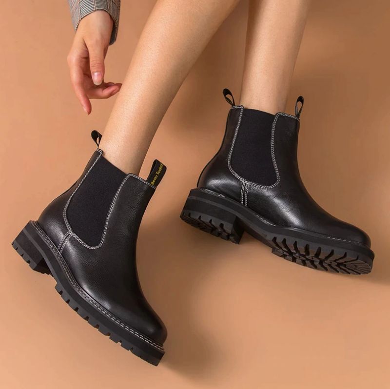 Aneu Dames Chelsea Boots Enkelhoogte - Zwart