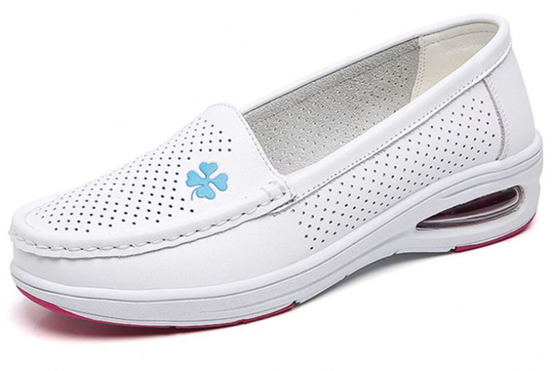 Angelica Dames Verpleegkundige Zachte Slip-on Loafer Schoenen - Wit Hol