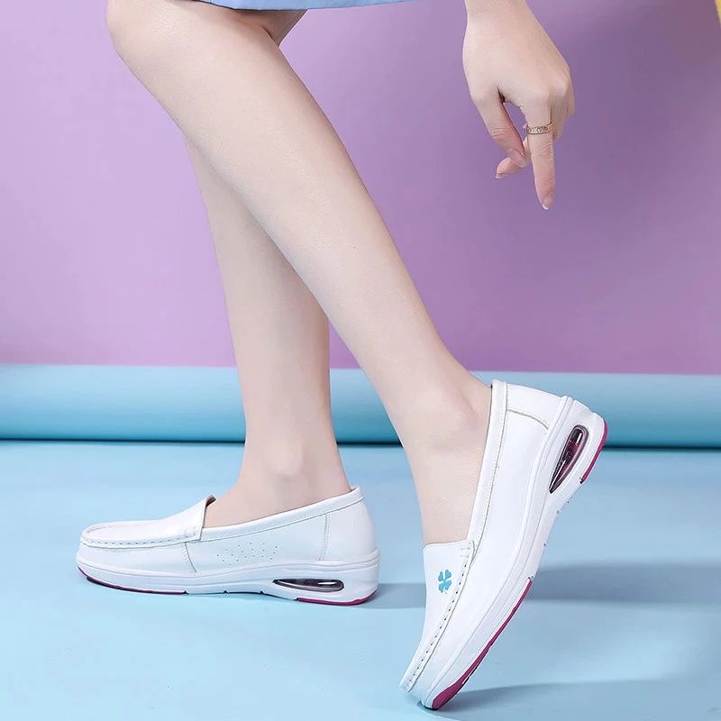 Angelica Dames Verpleegkundige Zachte Slip-on Loafer Schoenen - Wit Hol