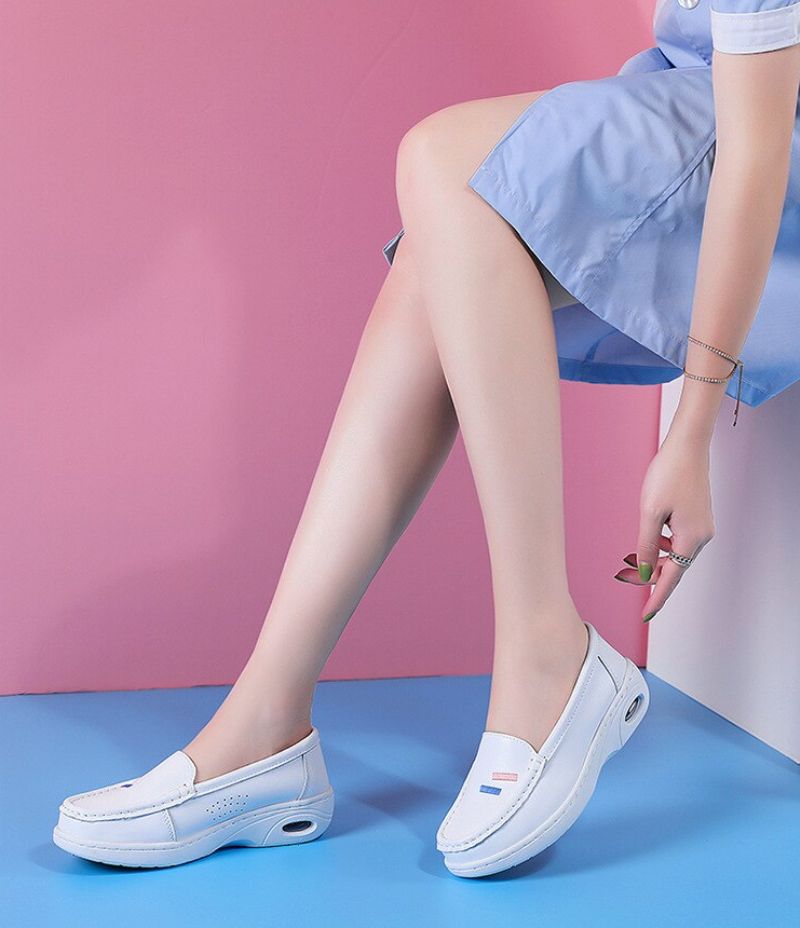 Angelica Dames Witte Nurse Loafer Schoenen - Wit