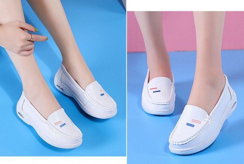 Angelica Dames Witte Nurse Loafer Schoenen - Wit