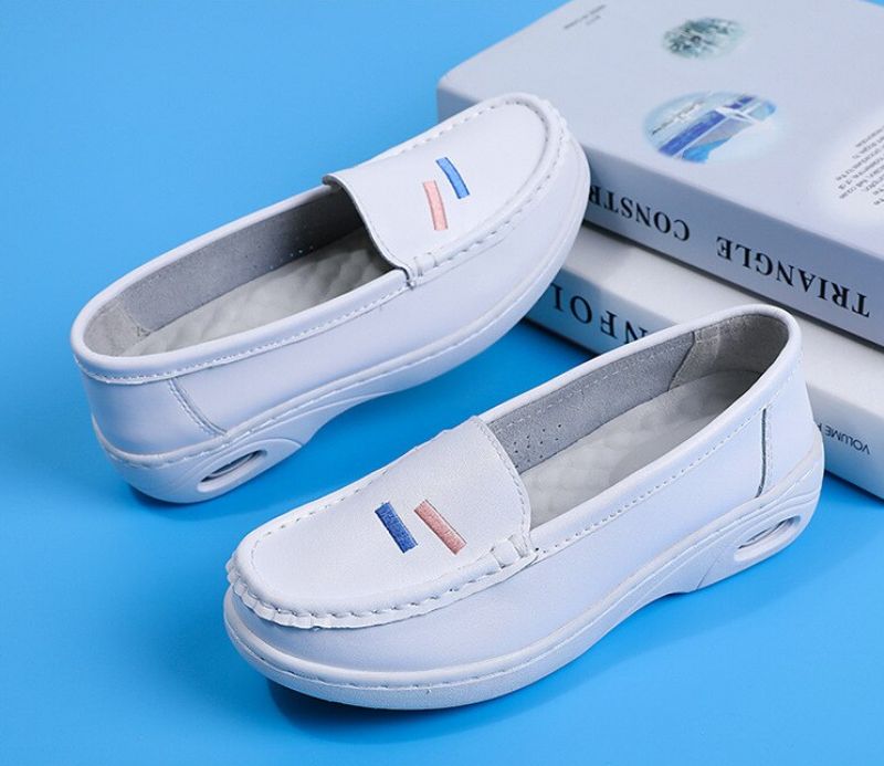 Angelica Dames Witte Nurse Loafer Schoenen - Wit