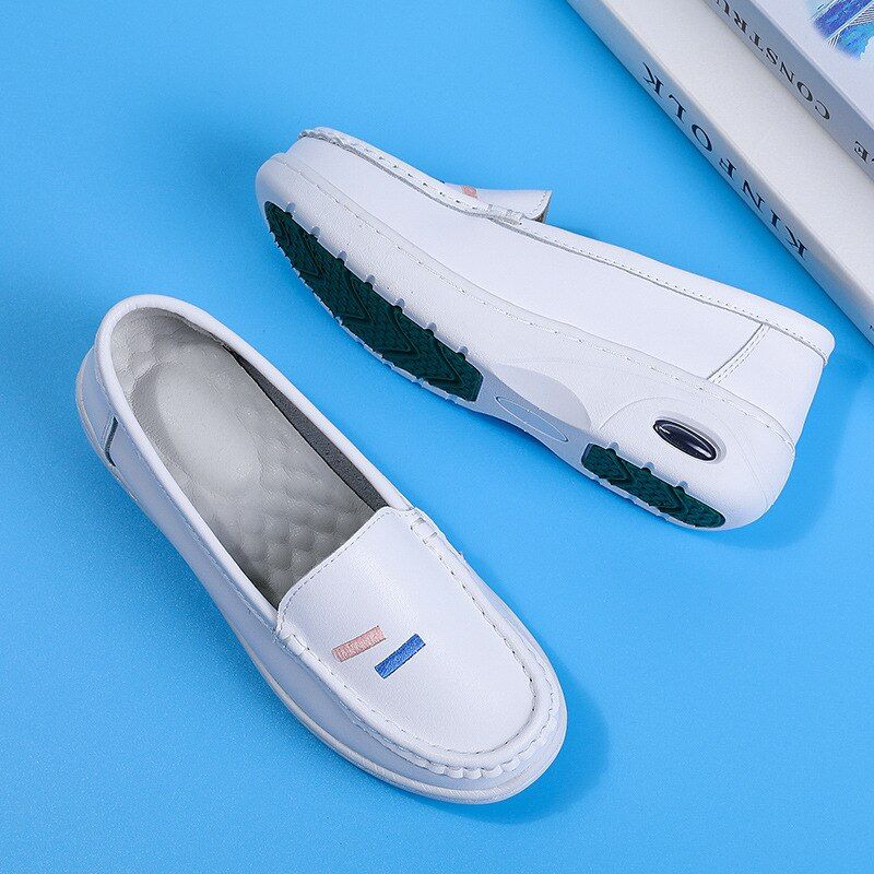 Angelica Dames Witte Nurse Loafer Schoenen - Wit