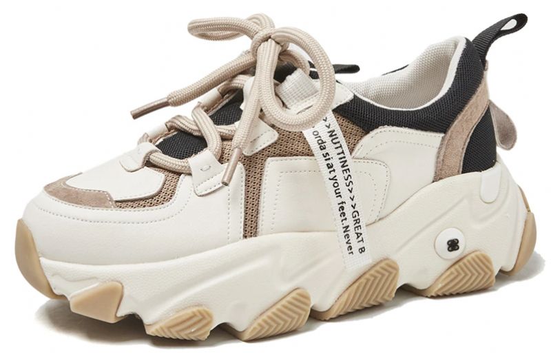 Angelis Dames Platform Platte Sneaker - Abrikoos