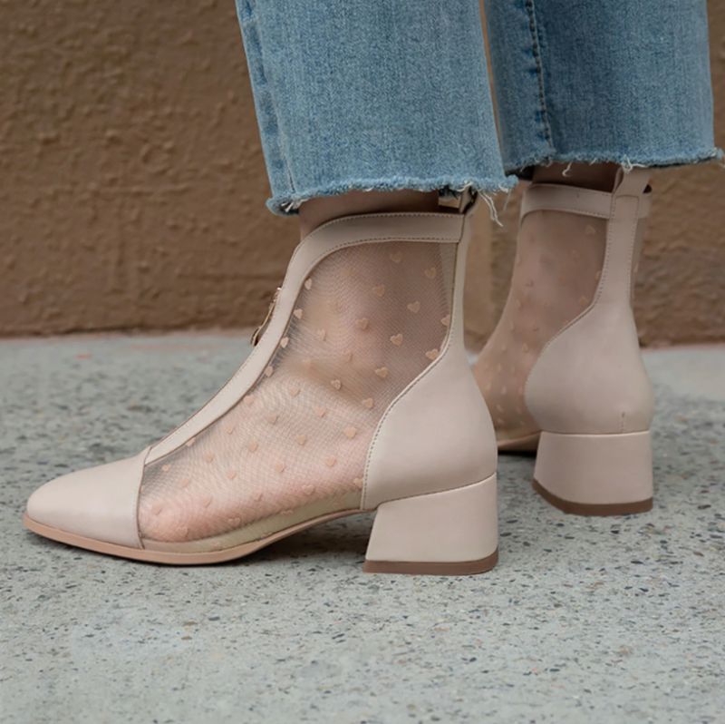 Angie Laarzen Enkelhoogte - Beige