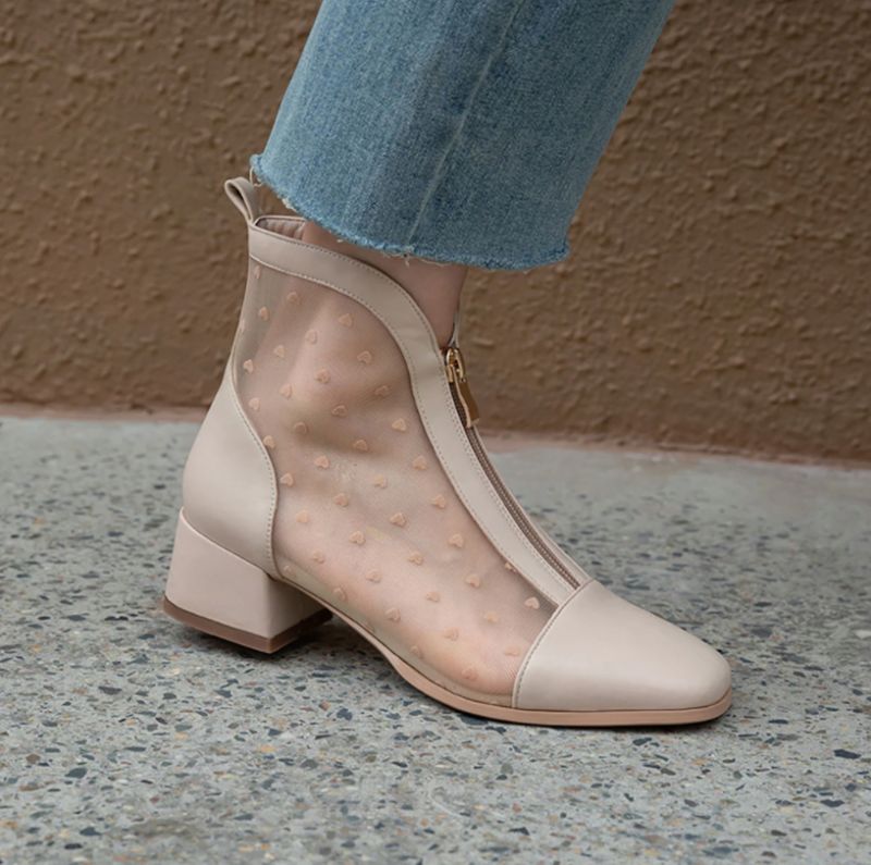 Angie Laarzen Enkelhoogte - Beige