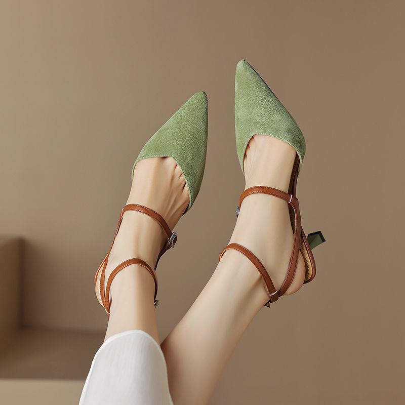 Antonia Dames Leren Slingbacks Sandalen - Groen