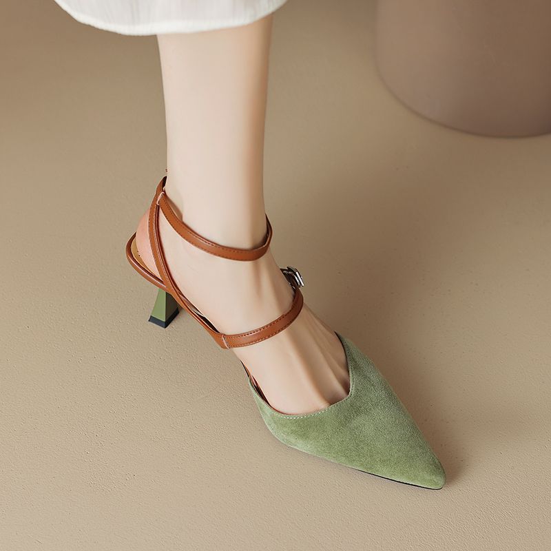 Antonia Dames Leren Slingbacks Sandalen - Groen