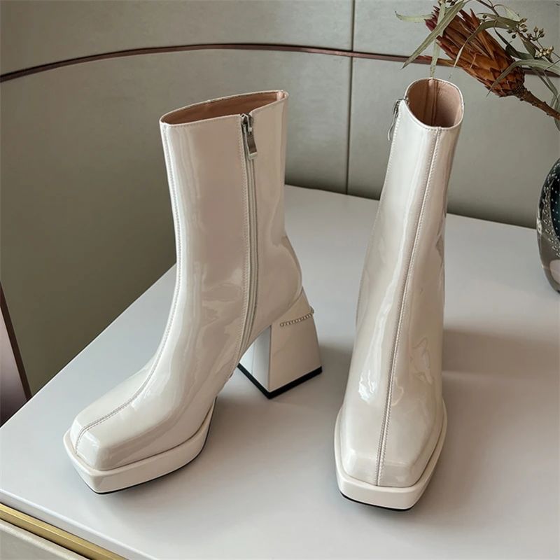 Any Dames Lakleer Laarzen - Zwart Geen bont