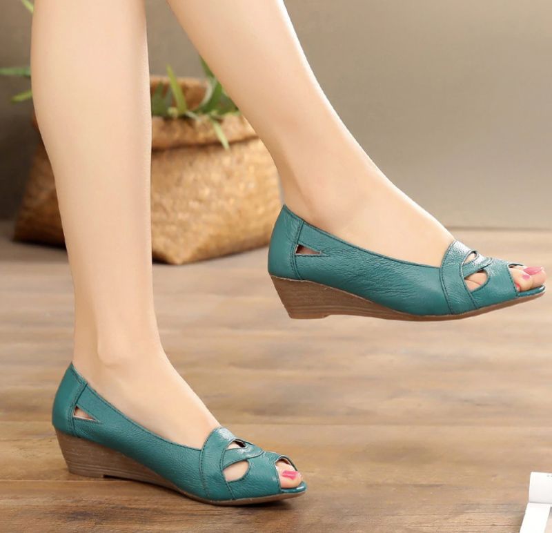 Aranza Dames Wedges Sandalen - Groen