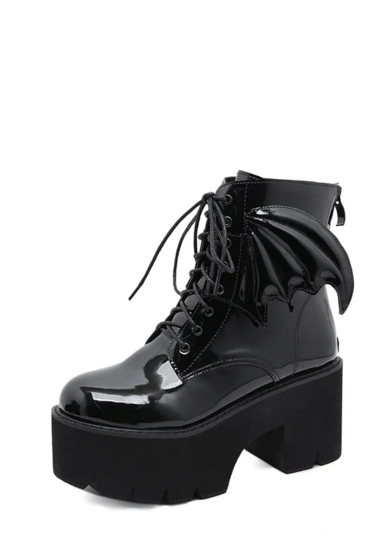 Archy Dames Angel Wing Patent Leren Enkellaarsjes