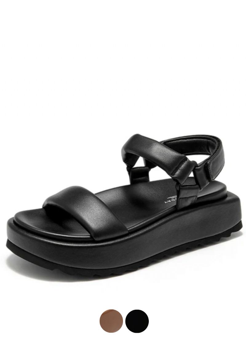 Ariel Dames Dikke Zool Leren Platte Sandalen