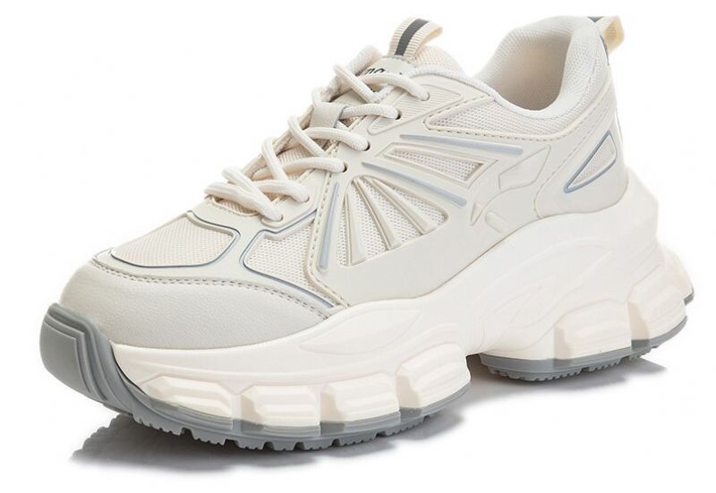 Arjona Dames Leren Ademende Sneaker - Beige