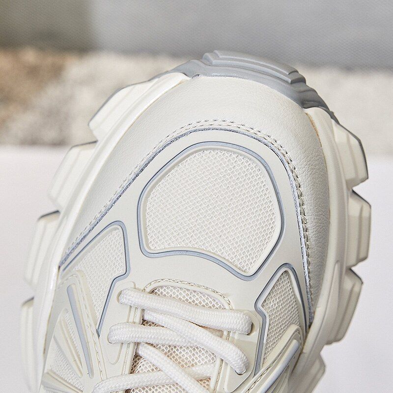 Arjona Dames Leren Ademende Sneaker - Beige