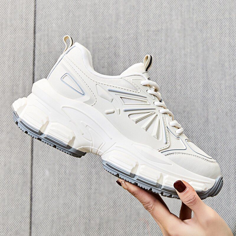Arjona Dames Leren Ademende Sneaker - Beige