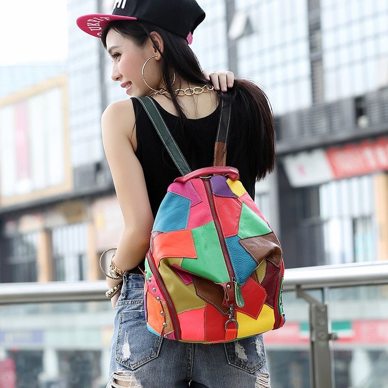 Arka Dames Leren Rugzak - Rood