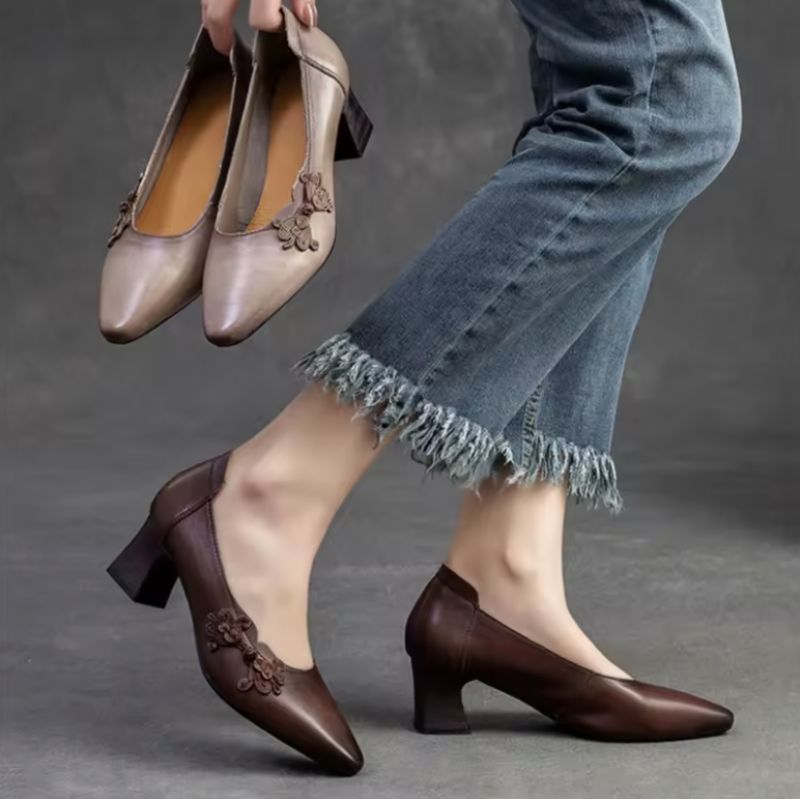 Arleny Dames Jurk Leren Pumps - Bruin
