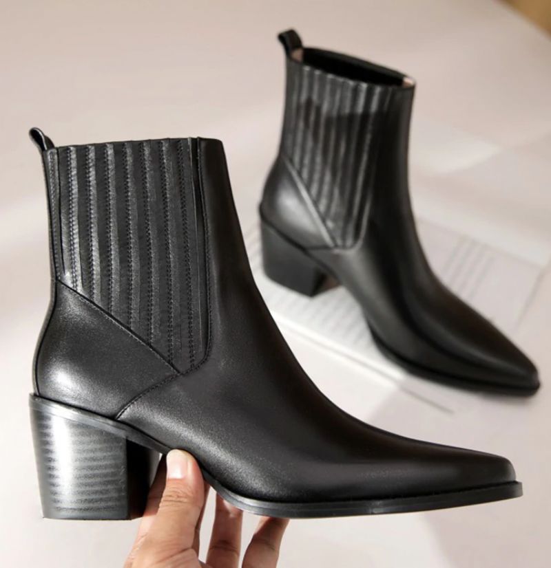 Arlette Booties Enkellengte - Zwart kort pluche