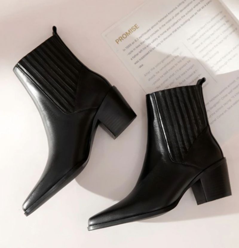 Arlette Booties Enkellengte - Zwart kort pluche