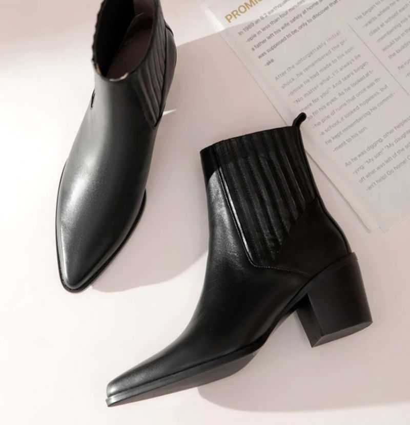Arlette Booties Enkellengte - Zwart kort pluche