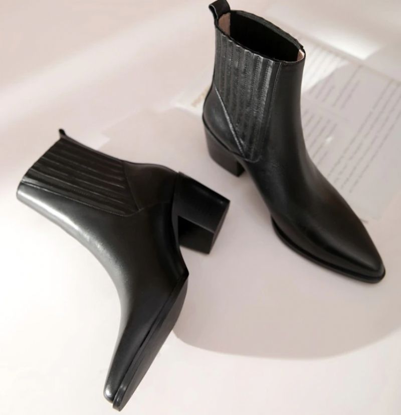 Arlette Booties Enkellengte - Zwart kort pluche