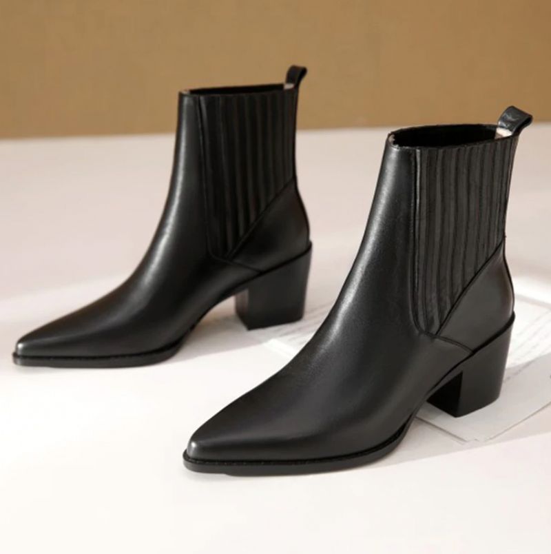 Arlette Booties Enkellengte - Zwart kort pluche