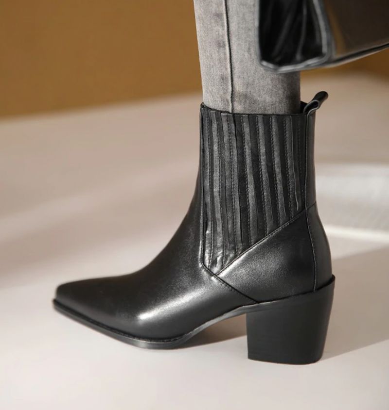 Arlette Booties Enkellengte - Zwart kort pluche