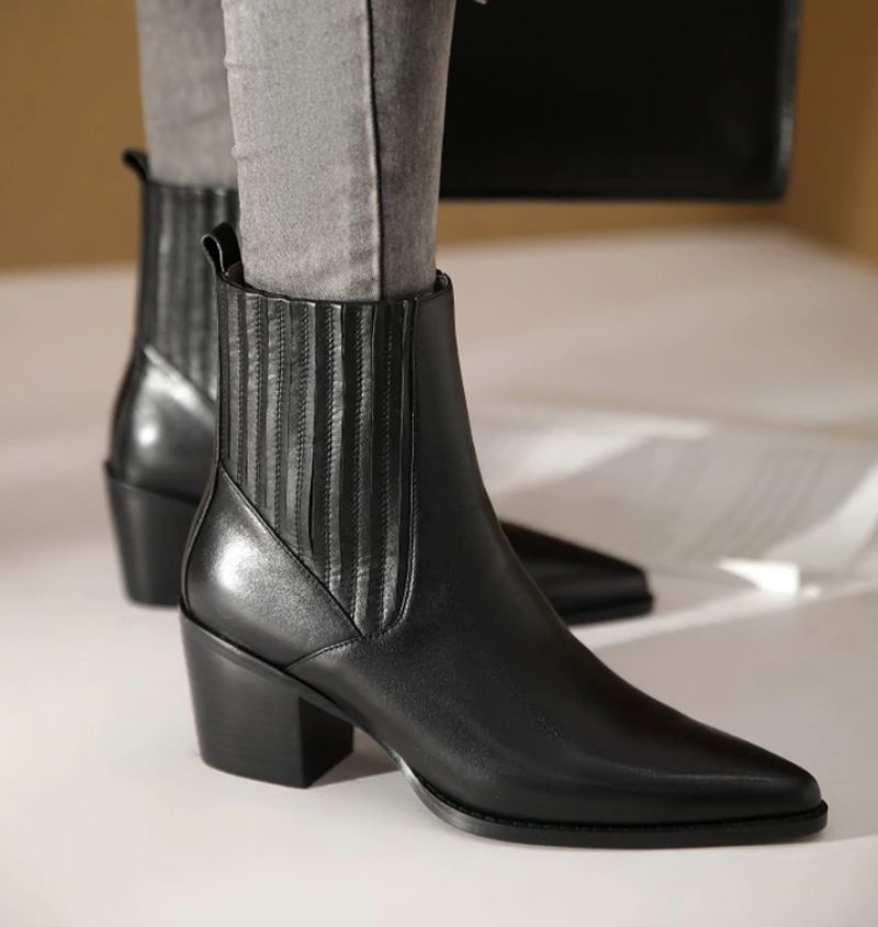 Arlette Booties Enkellengte - Zwart kort pluche