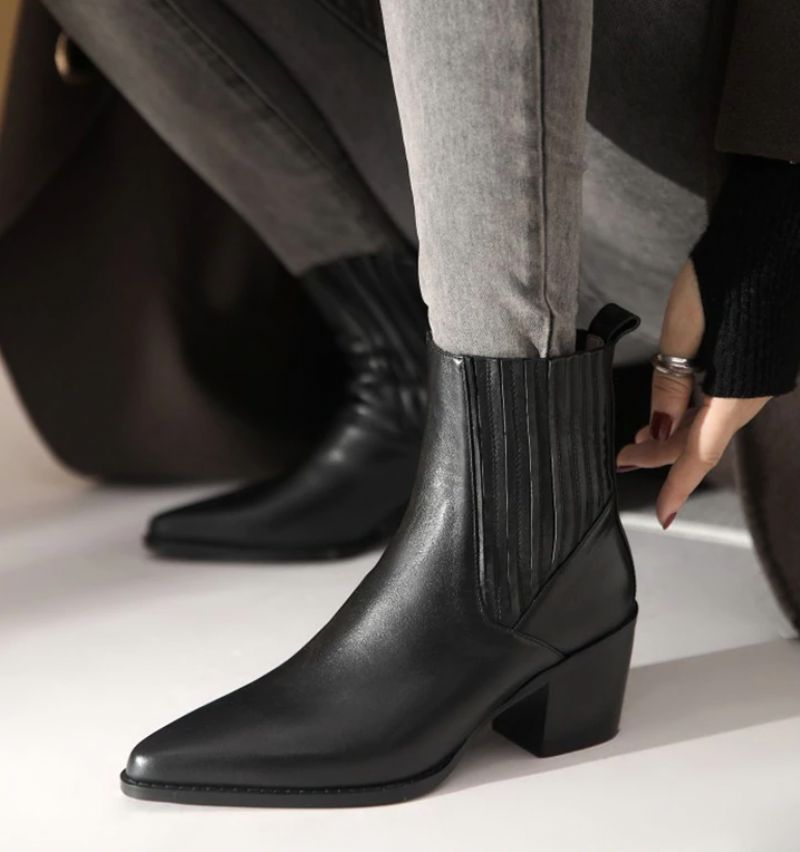 Arlette Booties Enkellengte - Zwart kort pluche