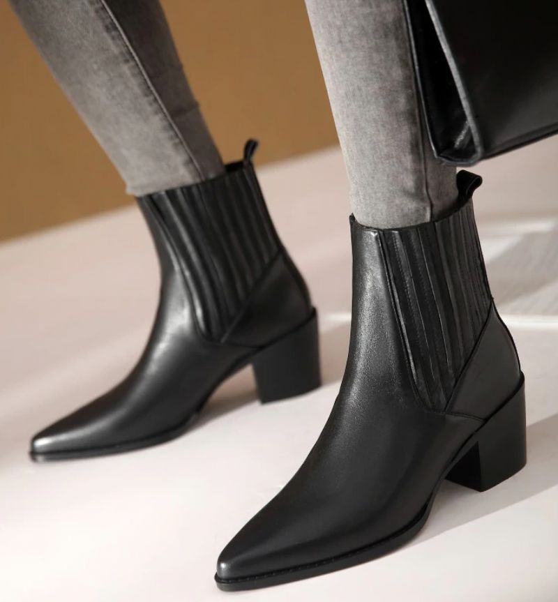 Arlette Booties Enkellengte - Zwart kort pluche