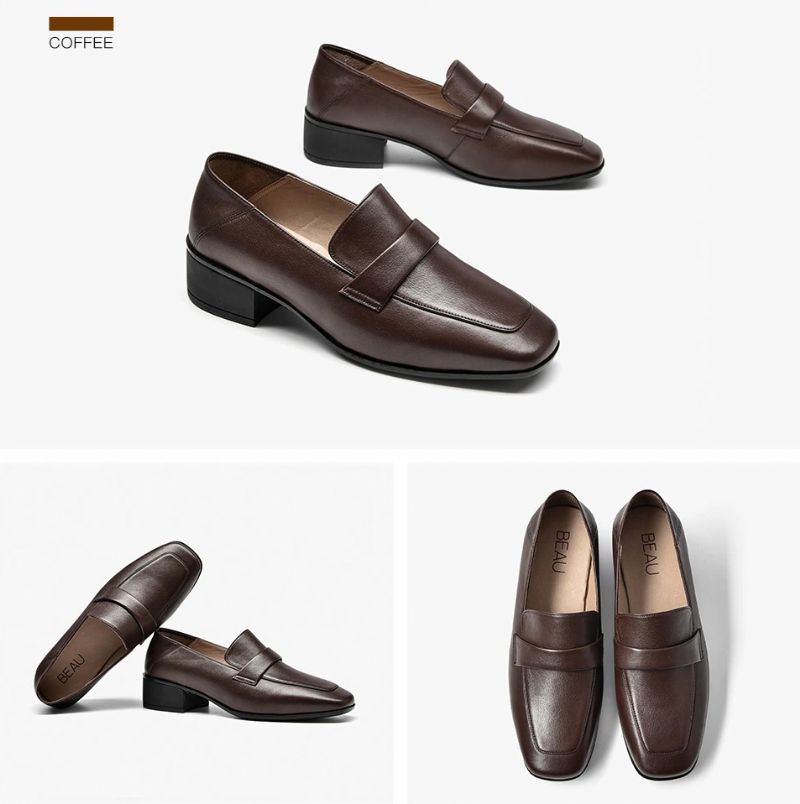 Armenia Damesschoenen Met Vierkante Neus En Platte Schoenen - Koffie