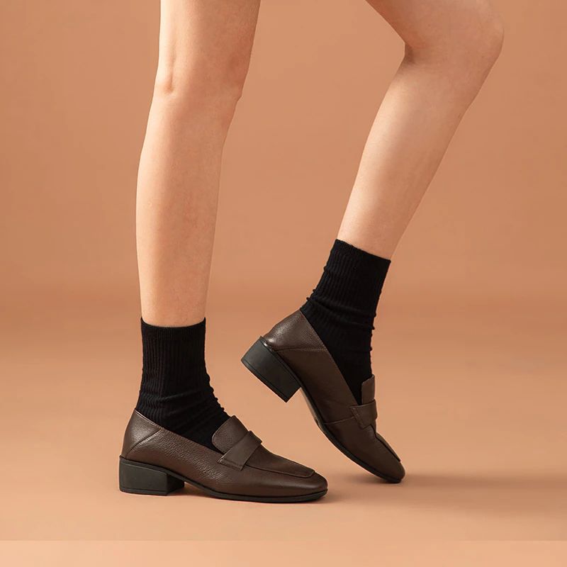 Armenia Damesschoenen Met Vierkante Neus En Platte Schoenen - Koffie