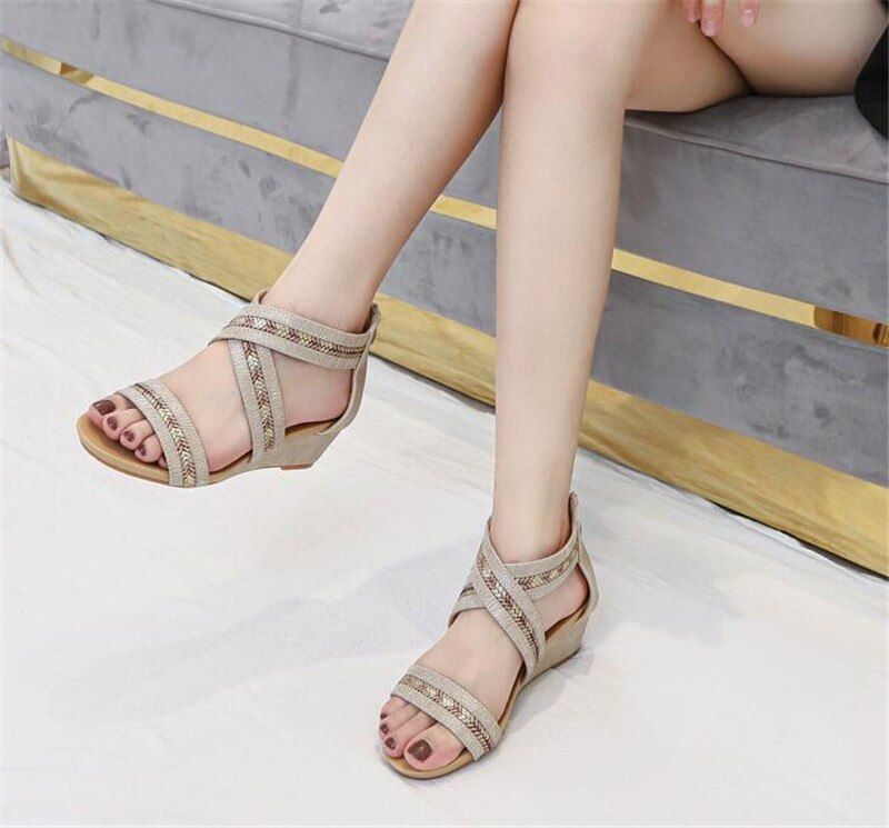 Arminia Hoge Sandalen Voor Dames Kwaliteitssandaal Met Wig - Zwart
