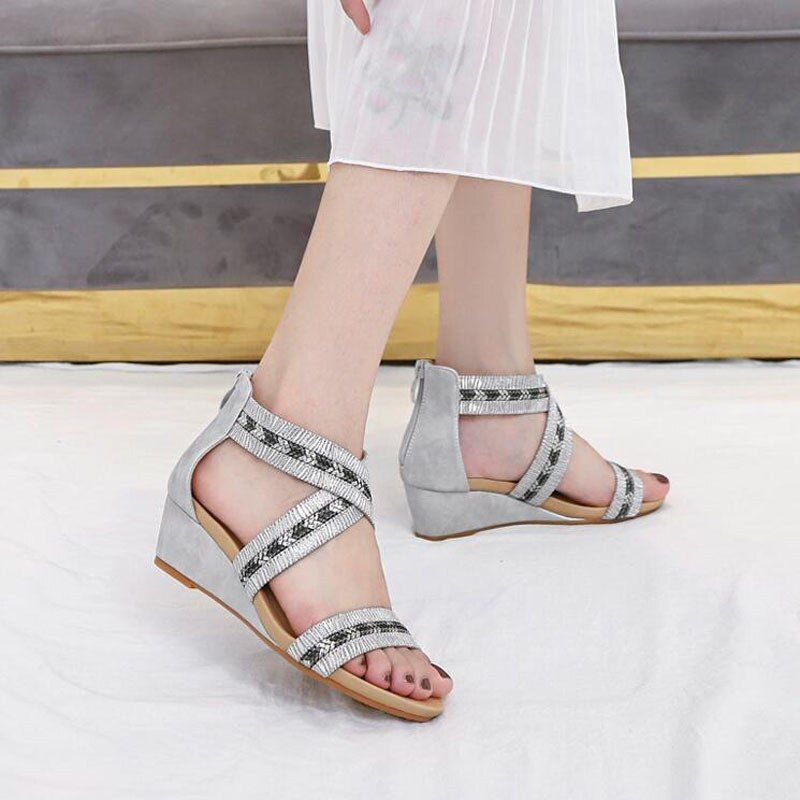 Arminia Hoge Sandalen Voor Dames Kwaliteitssandaal Met Wig - Zwart