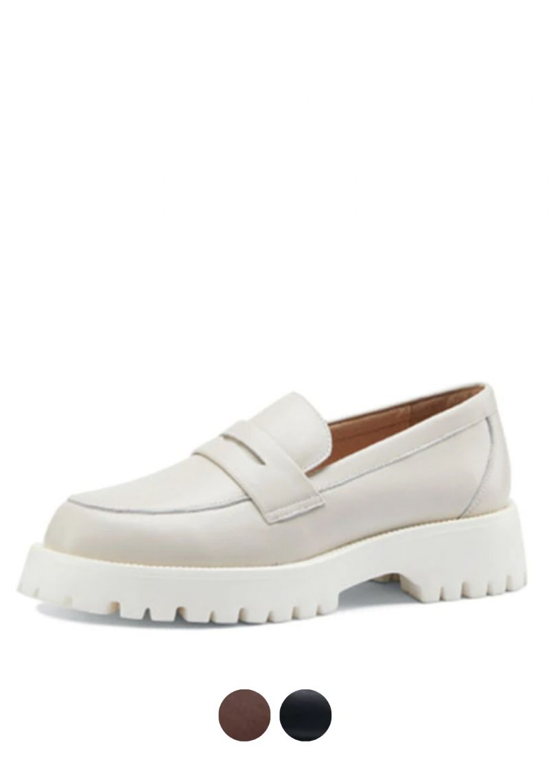Aroa Dames Leren Platform Loafer Schoenen