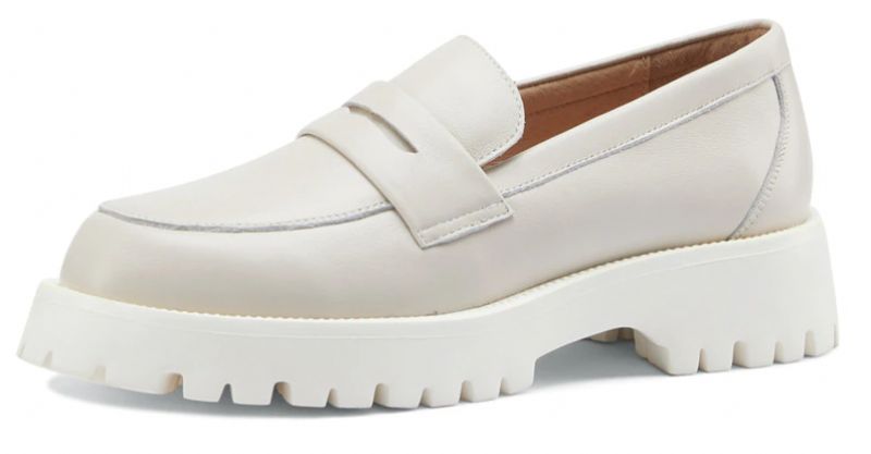 Aroa Dames Leren Platform Loafer Schoenen - Beige